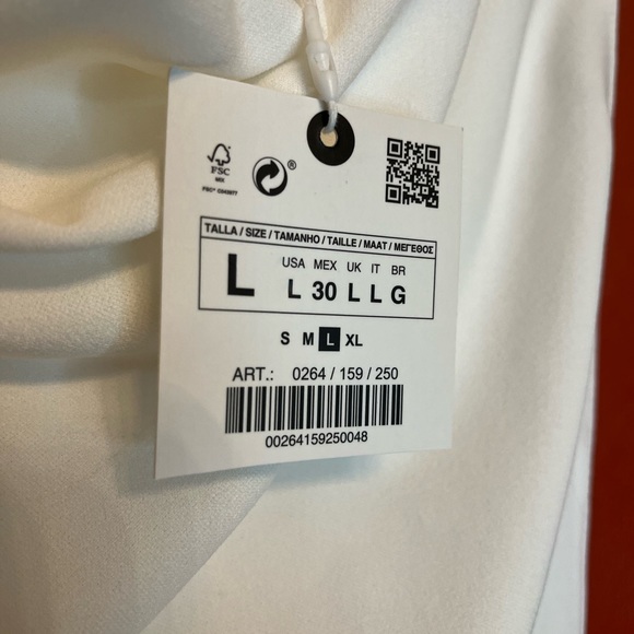 ZARA Color Block Knee-length Cowl Neck Dress White Ecru Black Blue Sleev… - Picture 14 of 16